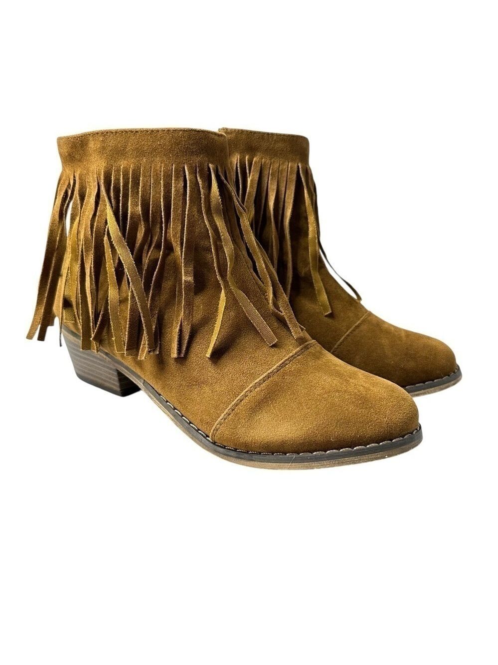 Breckelle’s Women’s Brown Faux Suede‎ Fringed Booties Size 8
